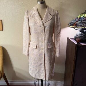 Vintage Le Suit Cotton Blend Floral Cream Jacket Size 6